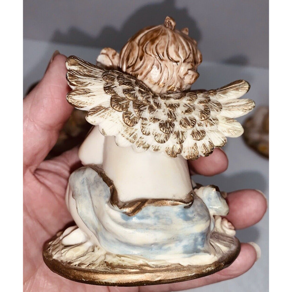 Set of 4 Greenbrier Angels 4" Pastel Polystone Cherubs All Different Poses - Picture 5 of 13